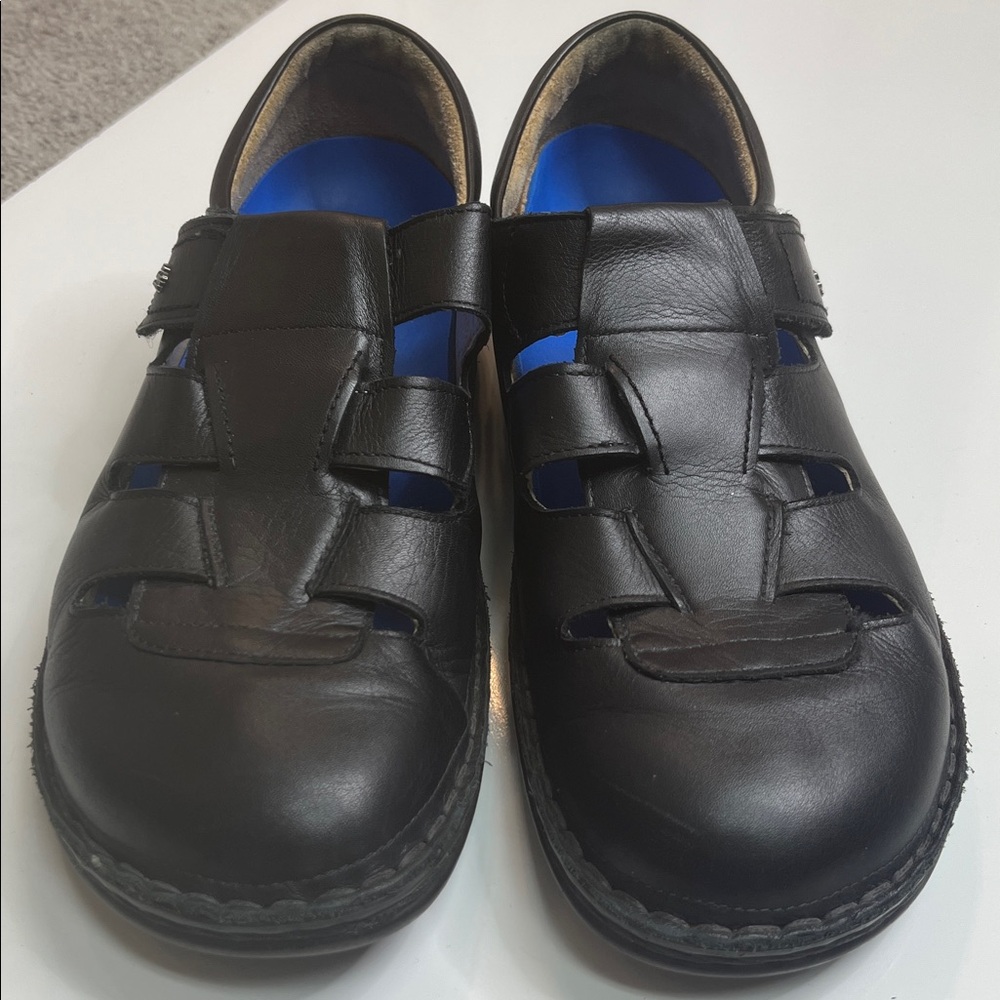 Black Fisherman Chunky Strappy Sandals Leather Size 9.5